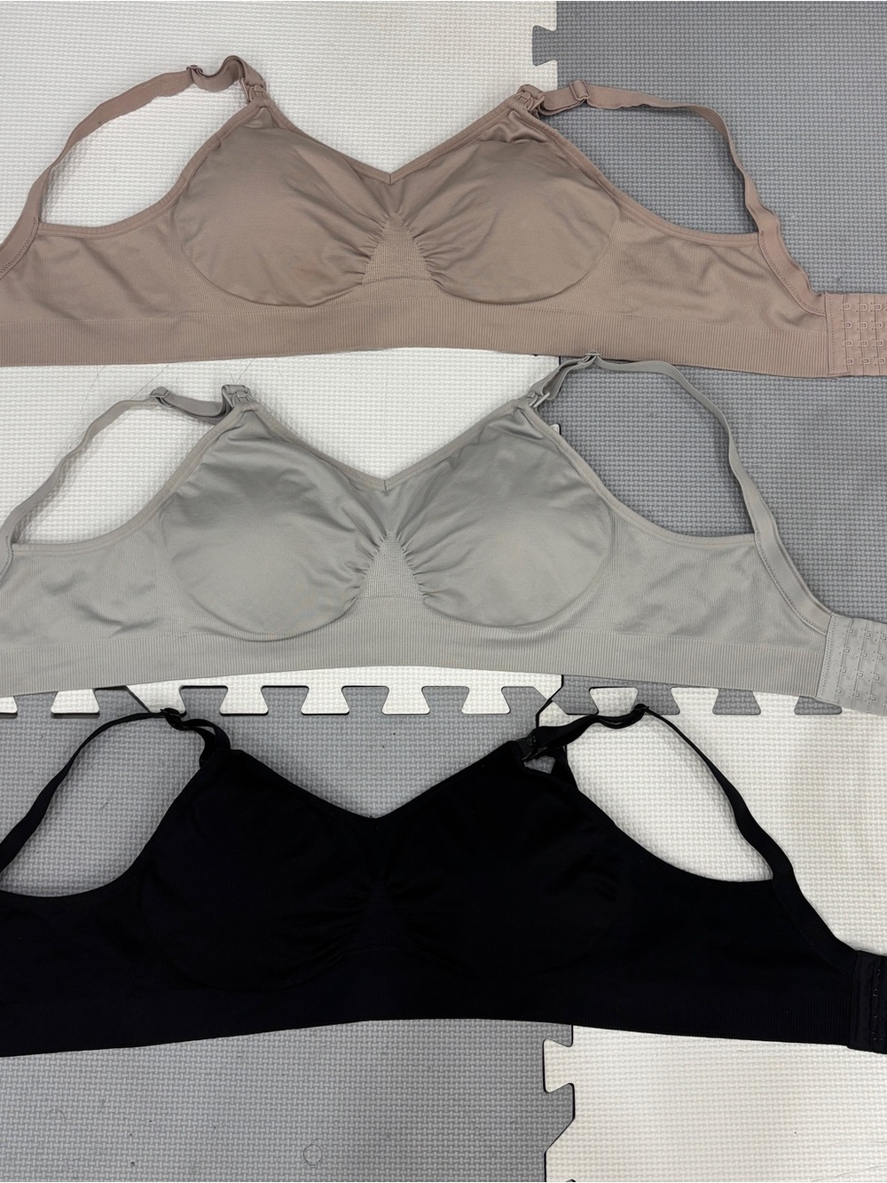 Seamless Nursing Comfort Wireless Bra - Black, Taupe & Light Gray